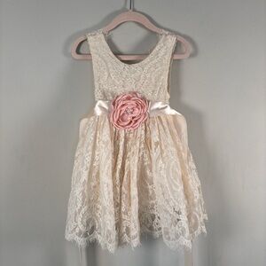 Etsy Flower Girl Dress 2T Ivory Lace with Sash